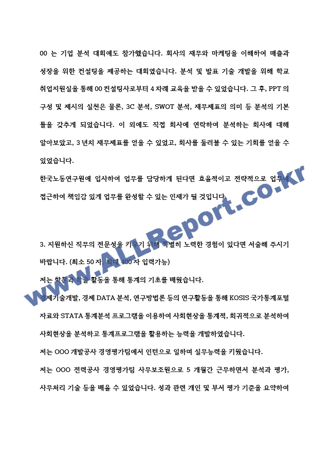 한국노동연구원 청년인턴 합격 자기소개서   (3 )
